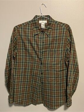 Evan Picone Green Plaid Long-Sleeve Button-Up Shirt